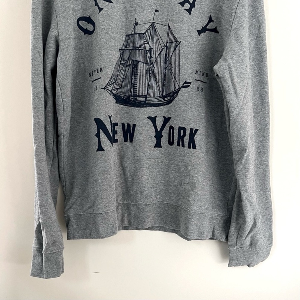 Gray Oversized Nautical One Way New York Crewneck Sweatshirt Size Large - Picture 5 of 8